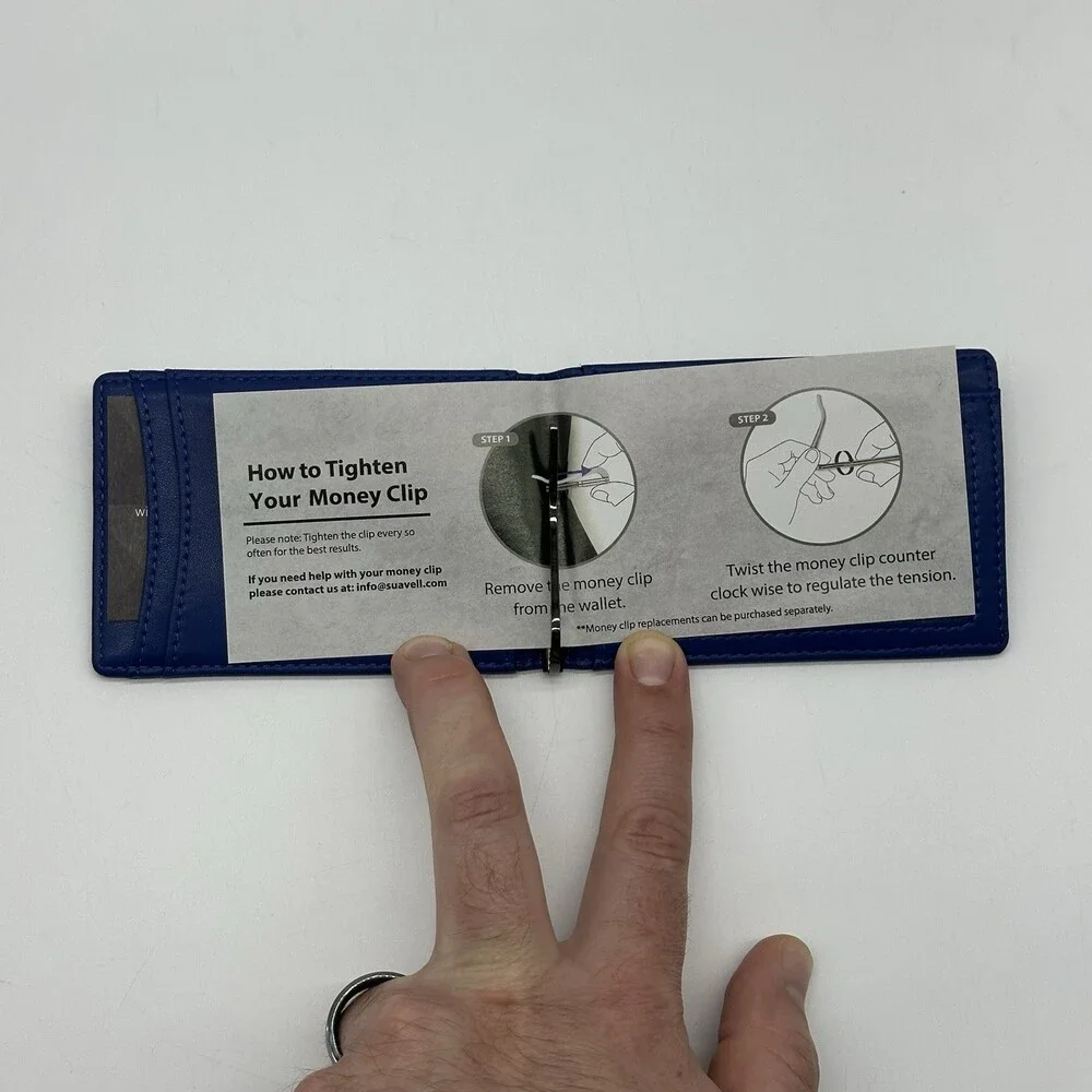 Suavell Ocean Stone Pilot Leather Slim Bi-Fold Wallet for Men RFID Money Clip